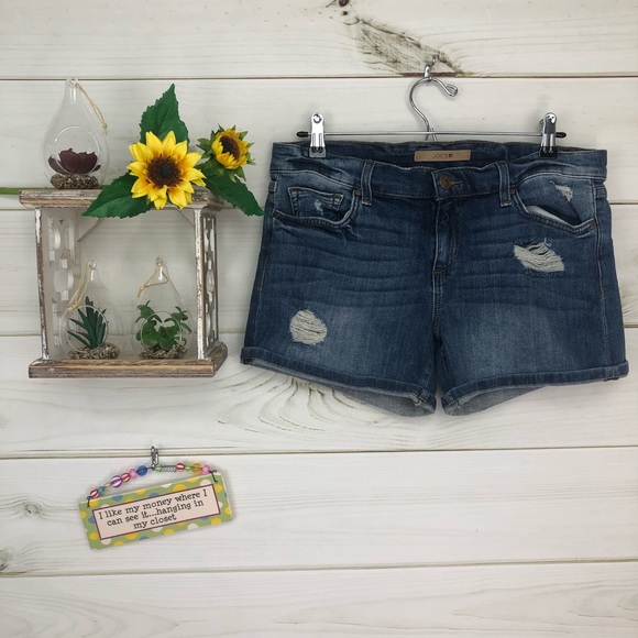 Joe's Jeans Blue Distressed Jean Shorts - Picture 1 of 7